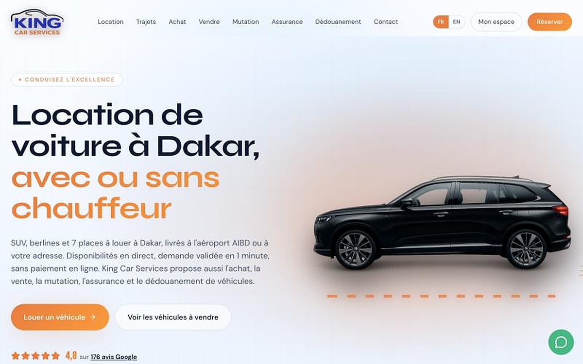 Capture du site de King Car Services